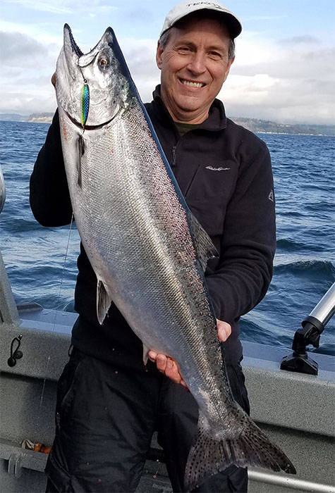 John Martinis with a 16 pound blackmouth caught opening day 2016 on Possession Bar - Photo by Les Jacober